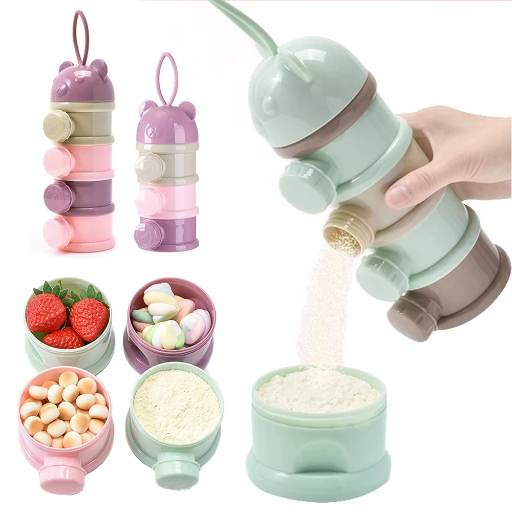 3/4 Layer Large Capacity Baby Milk Powder Box Portable Toddle Food Individual Storage Box Multi Open Snack Container Seale Tank