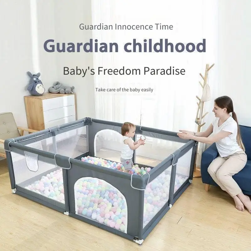 Baby Playpen Safety Gate with Side Door Indoor Outdoor Playard for Toddlers Infant Home Protection Soft Padded Walls