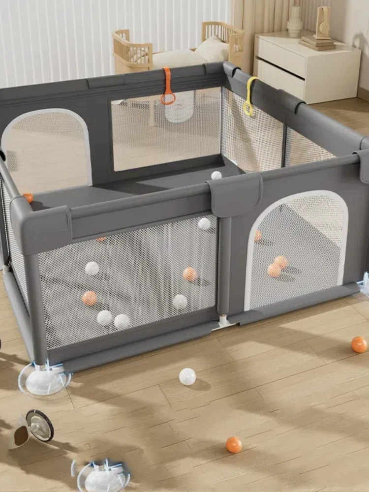 Baby Playpen Safety Gate with Side Door Indoor Outdoor Playard for Toddlers Infant Home Protection Soft Padded Walls