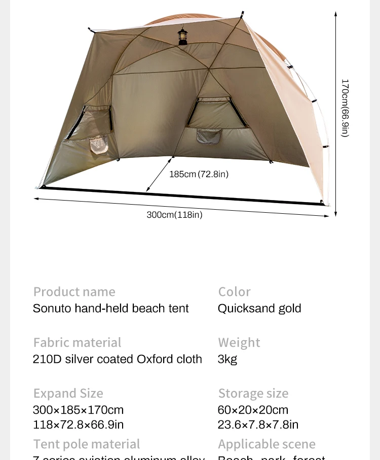 Sonuto Outdoor 4-7 People Camping Park Beach Tent Vinyl Sunscreen Folding Portable Canopy Rainproof And Sunscreen Shelter