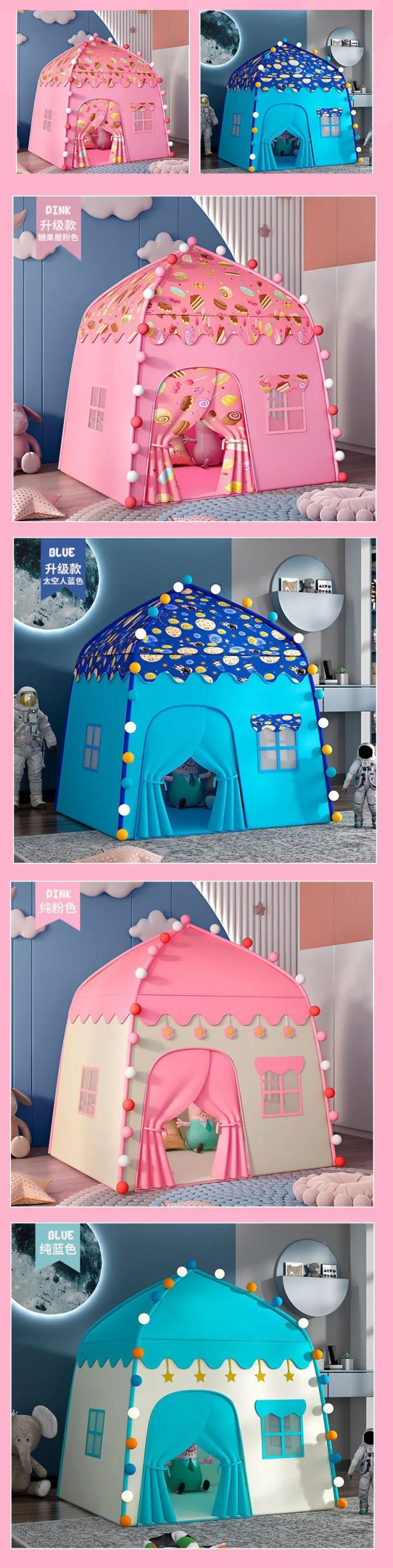 Children Tent Baby Princess Playhouse Super Large Room Crawling Indoor Outdoor Tent Castle Princess Living Game