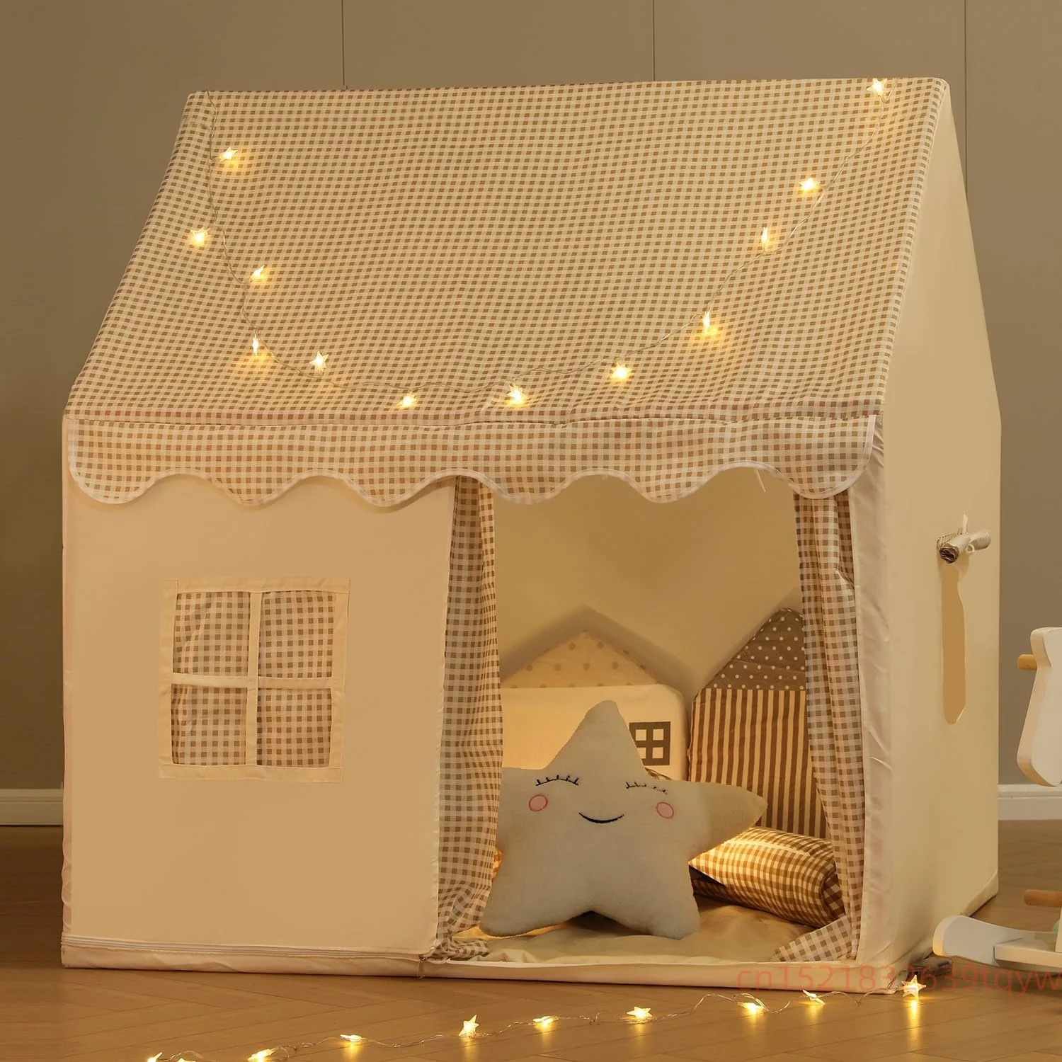 Children Play Tent with Star Lights Boys Girls Princess Toys Small House Outdoor Toddler Playhouse Castle Cubby Kid Play house