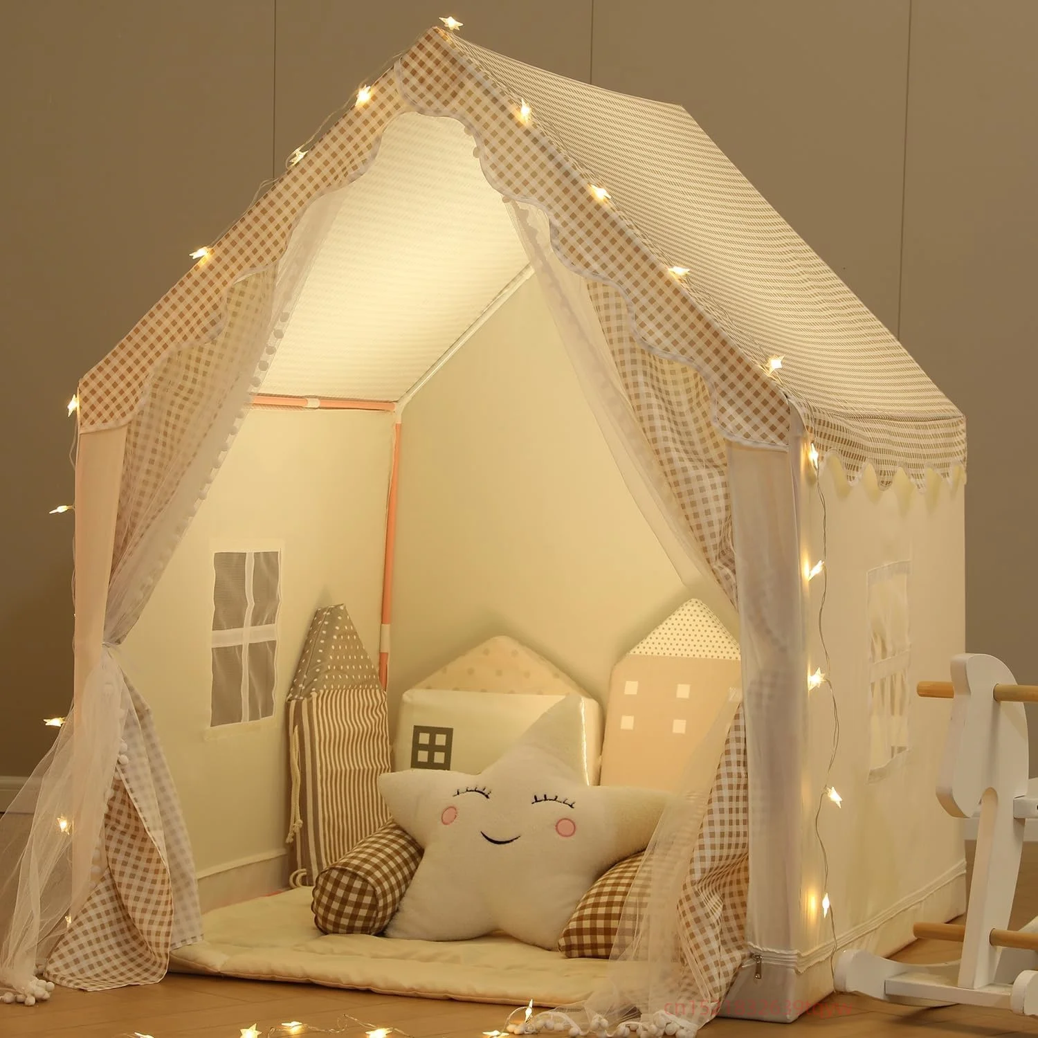 Children Play Tent with Star Lights Boys Girls Princess Toys Small House Outdoor Toddler Playhouse Castle Cubby Kid Play house