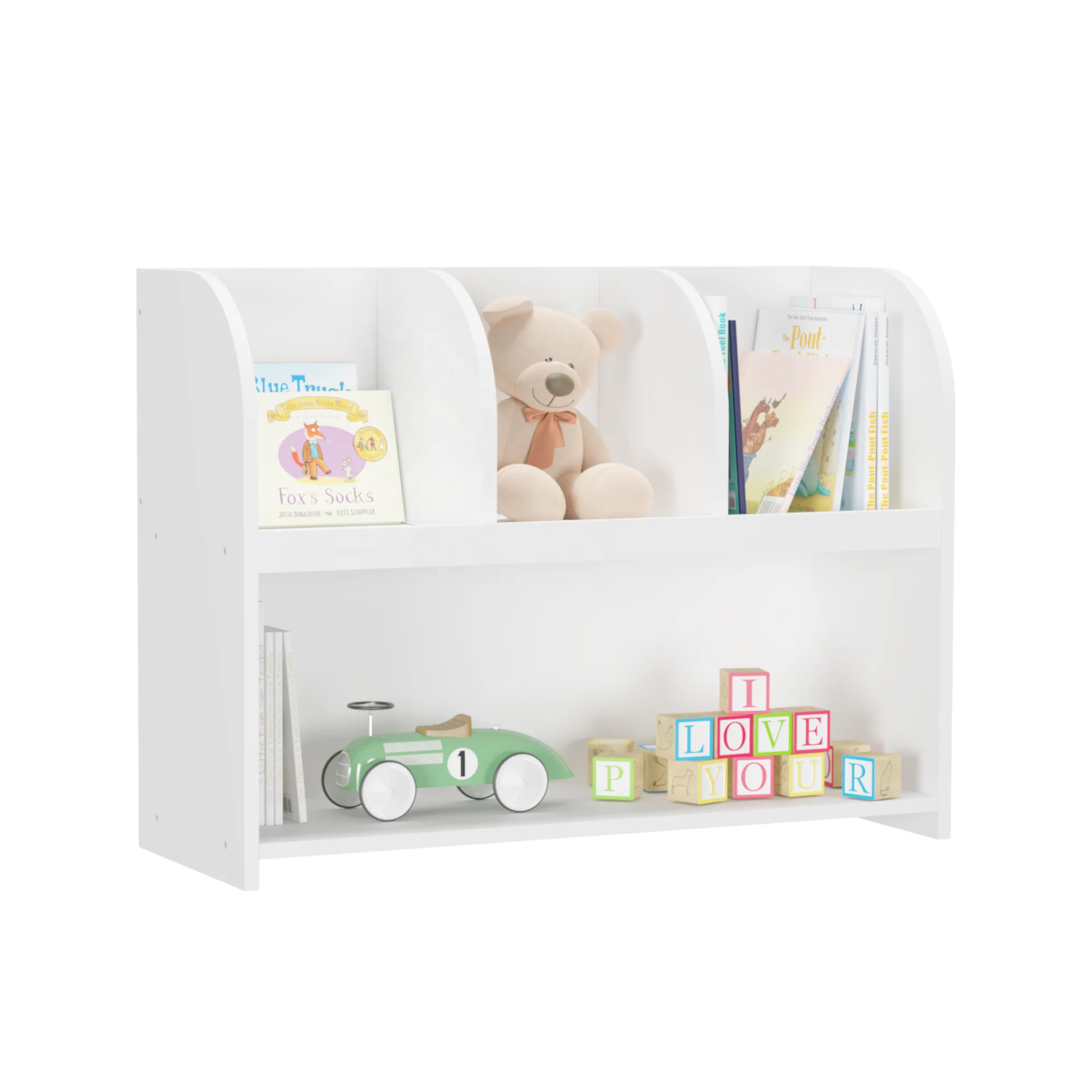 Modern 4 Compartment Wood Bookshelf Display Organizer for Kids Free Shipping School Cabinet Bedroom Storage Bookcase